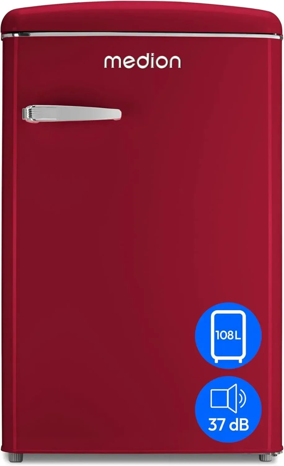 Retro Kühl-Gefrierkombination mit LED, 108L, Rot