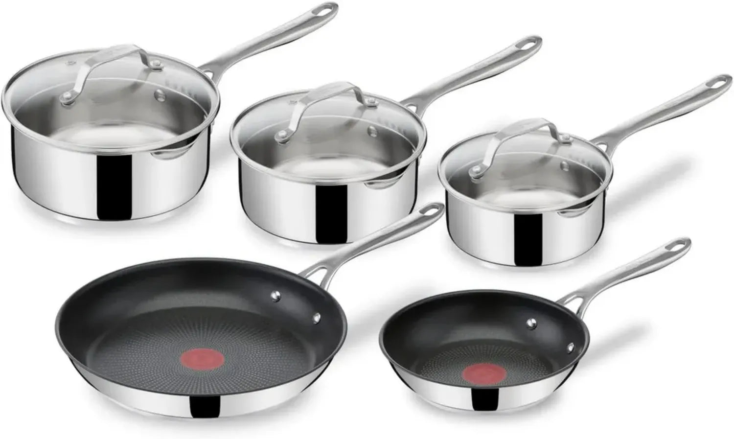 Tefal Edelstahl-Pfannenset 8-teilig: Jamie Oliver Kollektion, Antihaft, Induktionstauglich