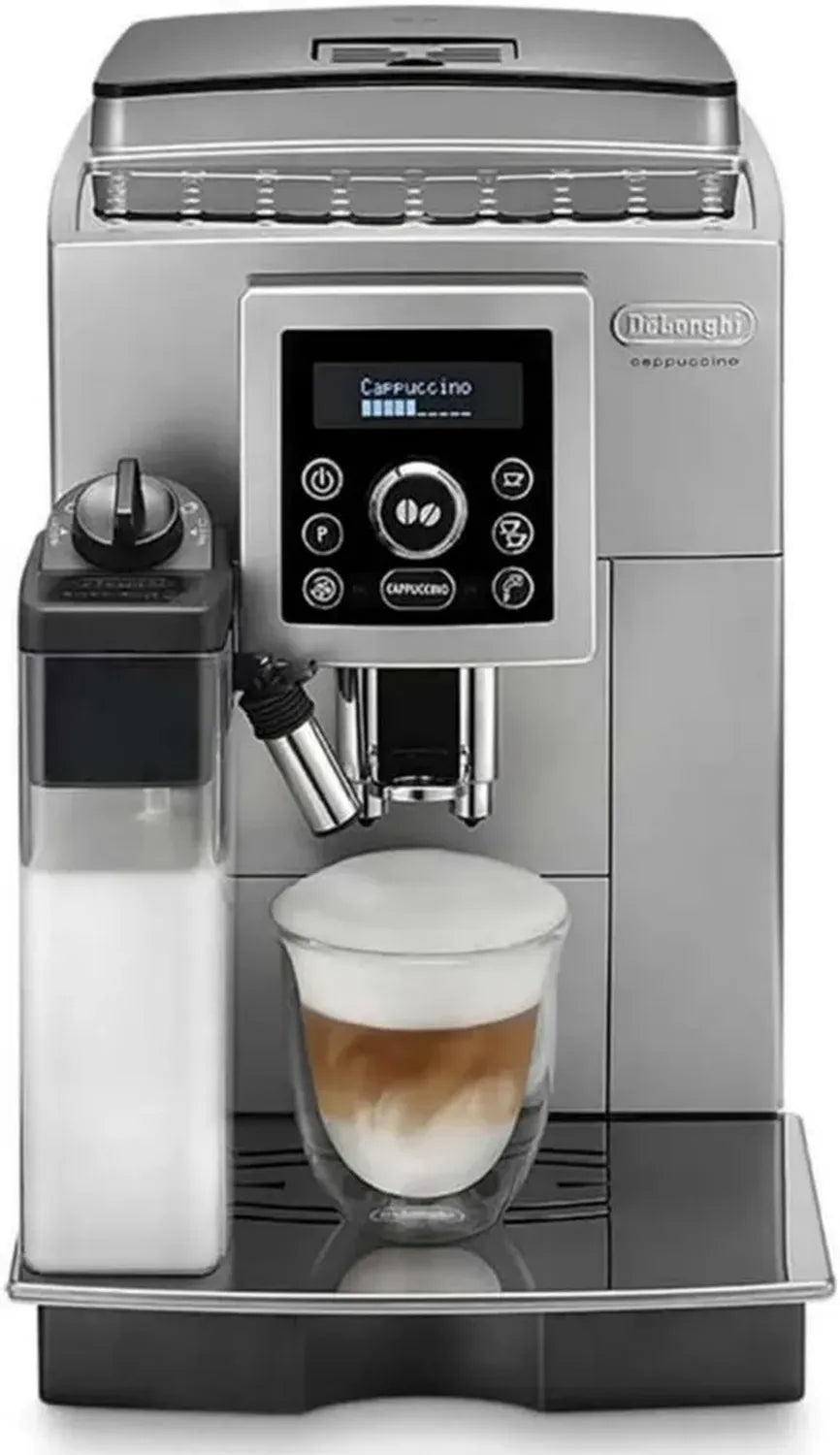 De'Longhi ECAM 23.460.SB Kaffeevollautomat mit Cappuccino-System, 1,8 l Wassertank, 15 bar Druck, LCD-Bedienfeld, silber/schwarz