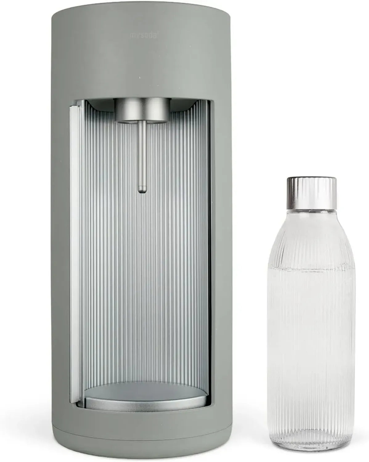Mysoda Glassy Wassersprudler aus nachhaltigen Materialien, inkl. 1L Glasflasche & BPA-freier Plastikflasche - Salbeigrün