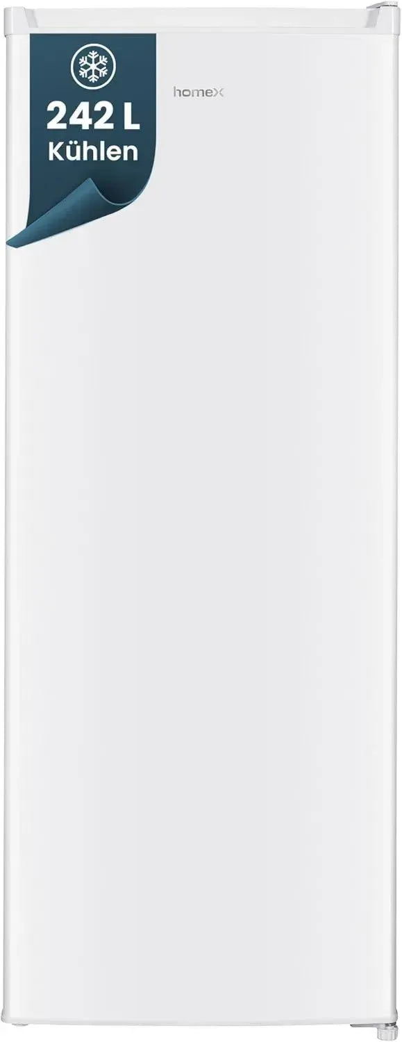 homeX Kühlgerät 242L, freistehend, 5 Ablagen, leise, weiße LED-Beleuchtung, 143 cm