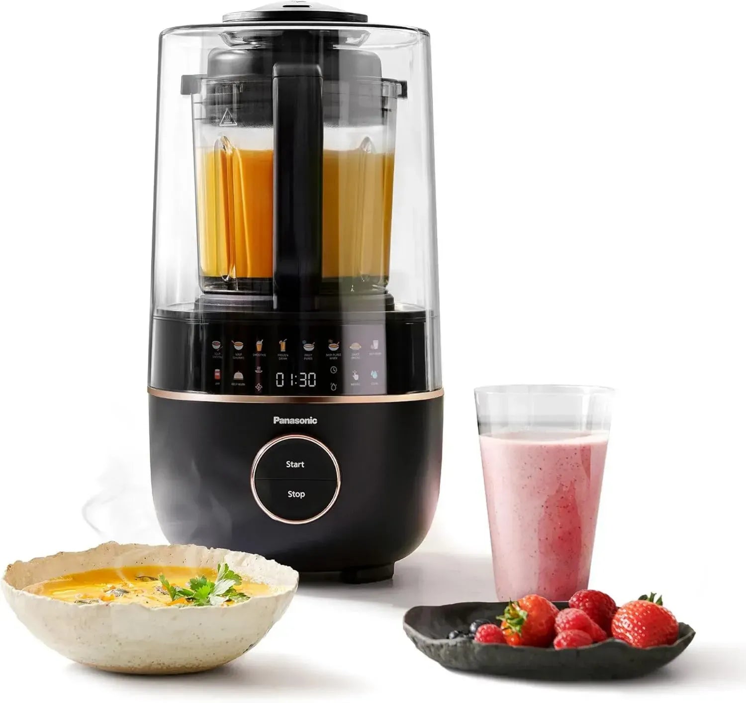 Panasonic Hochleistungsmixer MX-HG4401KXE, 2L, 800W, Geräuscharm, Heiß-Kalt-Funktion, 9 Programme, 10 Geschwindigkeiten, Integrierter Timer, Warmhaltefunktion, Selbstreinigung, Schwarz-Roségold