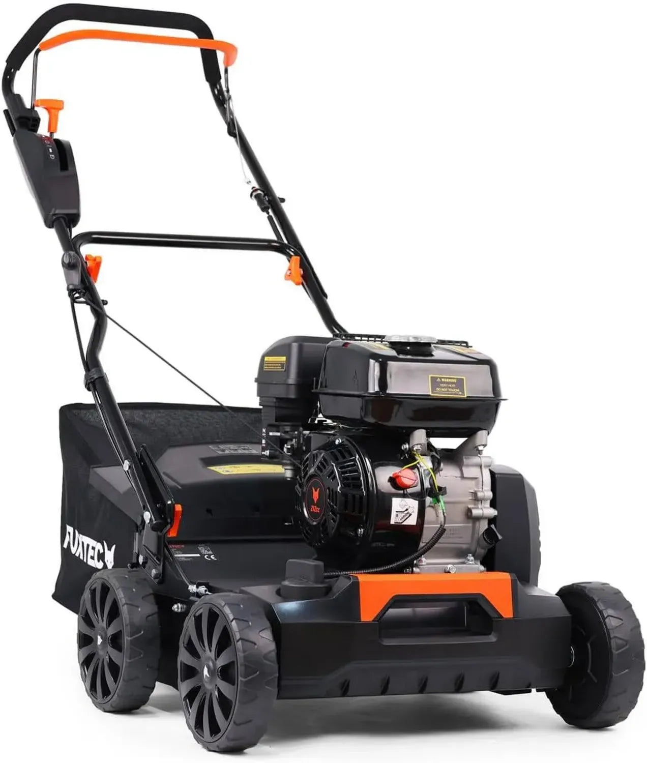 FUXTEC 3-in-1 Vertikutierer FX-BV240, 4-Takt-Motor, 4,1kW, 18 Messer, 24 Krallen, Tragegriff, 45L Fangkorb