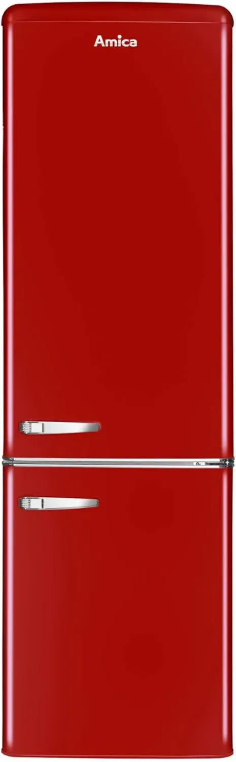 Amica Retro Kühl-Gefrierkombination Rot, 181cm Höhe, Energieeffizient